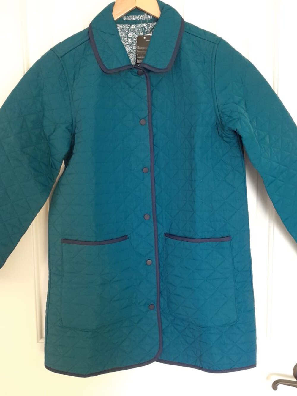 NEW Land's End Reversible Insulated Snap Front Coat Teal Size S
